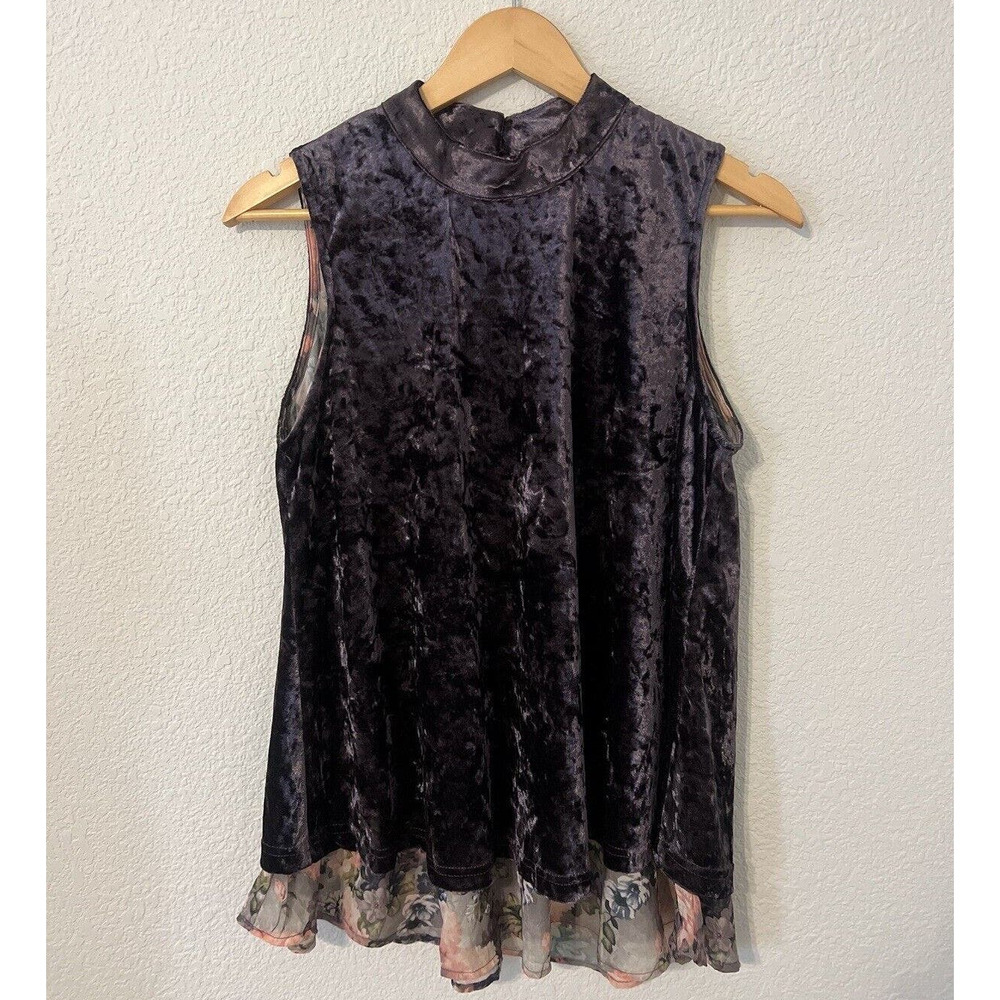 Mystree Sleeveless Blouse Floral Liner Women Size M